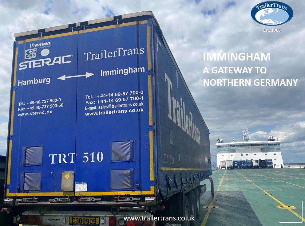 TrailerTrans trailer on a ferry at Immingham supporting freight movements to Northern Germany